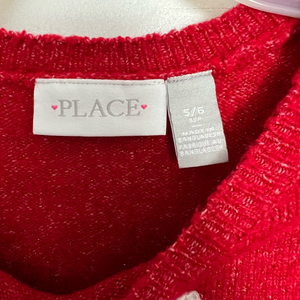 Girls Sequin Christmas Cat Sweater - Red - Picture 3 of 7